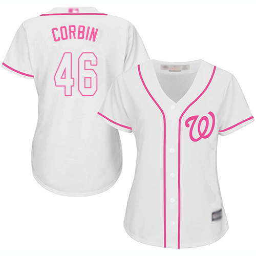 Women's Replica Patrick Corbin White Jersey - #46 Baseball Washington Nationals Cool Base Fashion